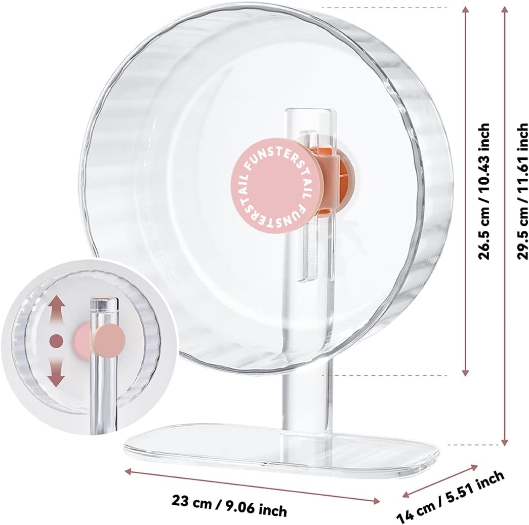 Super Silent Hamster Wheel 10.4 Inch, Magnetic Large Rat Wheel for Chinchilla, Gerbil, Guinea Pig, Cat, Mouse, Sugar Glider and Dwarf, Syrian Hamster Accessories (Peach Pink)