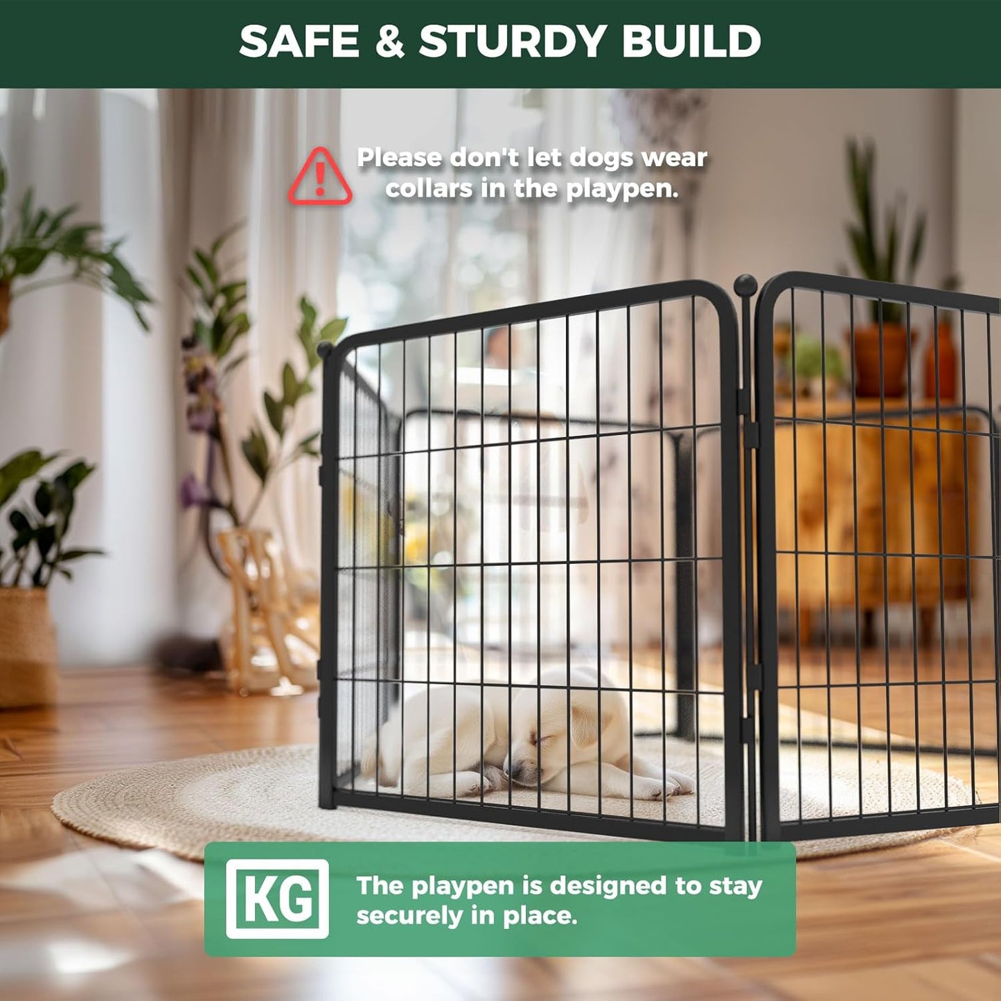 FXW Homeplus Unleashed Indoor Dog Playpen - Stress-Free and Safe Play, Heavy Duty 24 Inch 16 Wire Panels Dog Pen for Puppy and Small Dogs, Black│Patented