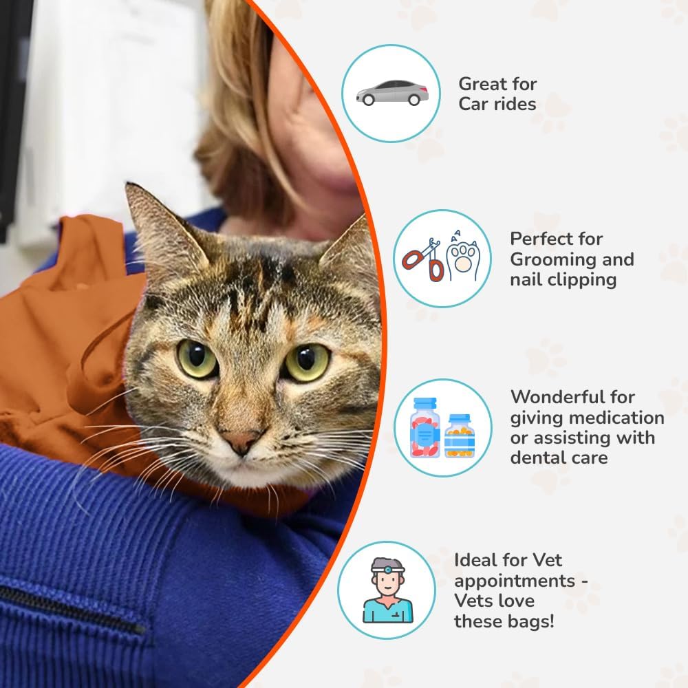 Cozy Comfort Carrier - Extra Large Caramel Pet Carrier for Cat and Cat Restraint for Medication Administration, Nail Clipping, Travel, Vet Visits, and Dental Care