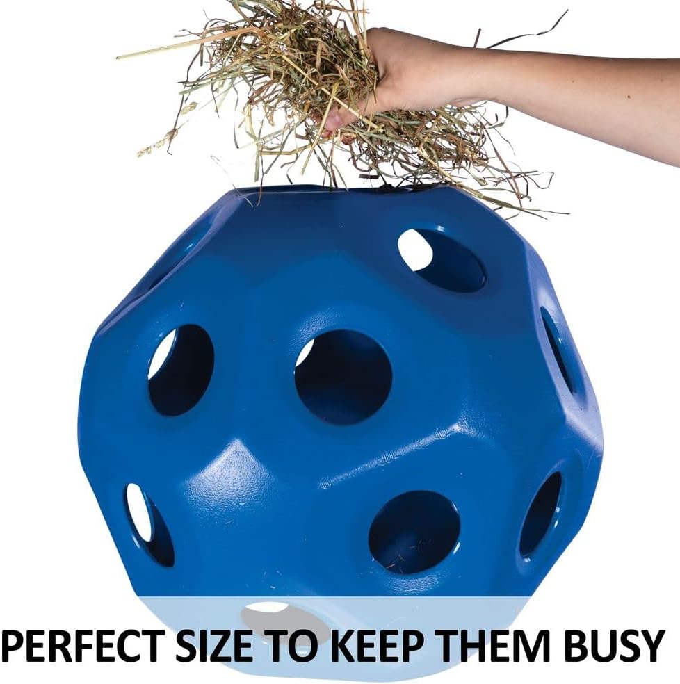 Schneiders Slow Feed Hay Ball Feeder for Horses | Color Blue Horse Stable Companion | Slow Feed Consumption | Boredom Buster | Durable Polyethylene