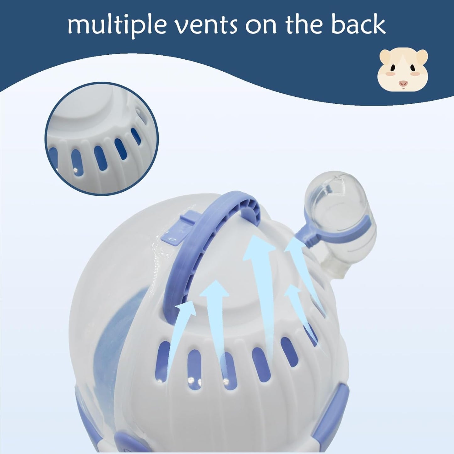 Hamster Carrier Cage Portable Cages Small Animals Carry Travel Case with Water Bottle Plastic Breathable Guinea Pig Outgoing Cage for Dwarf Hamster Ferret Chinchillas Hedgehog (Blue)