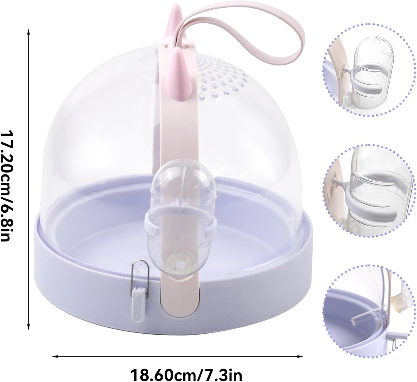Portable Hamster Cage with Water Bottle,Hamster Carrier Cage High Permeability Travel Carry Cage Case for Gerbils Mice Guinea Pigs Sugar Glider Small Pet(Purple)