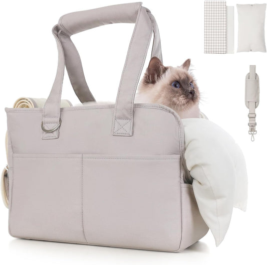 Dog Carriers for Small Dogs, Soft Sided Folding Small Dog Carrier for Dogs Medium Cats Puppies up to 13 Lbs, Washable Breathable Puppy Carrie Carrier for Outdoor Travel (Small Gray)