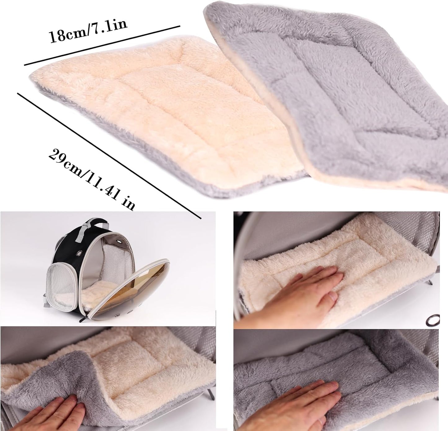 Portable Travel pet Backpack Carrier with Self Warming Pet Bed Set, Guinea Pig Carrier for 2,Reptile Travel Carrier for Lizards Sugar Glider Hedgehog Rat Parrot Birds Breathable Hangbag