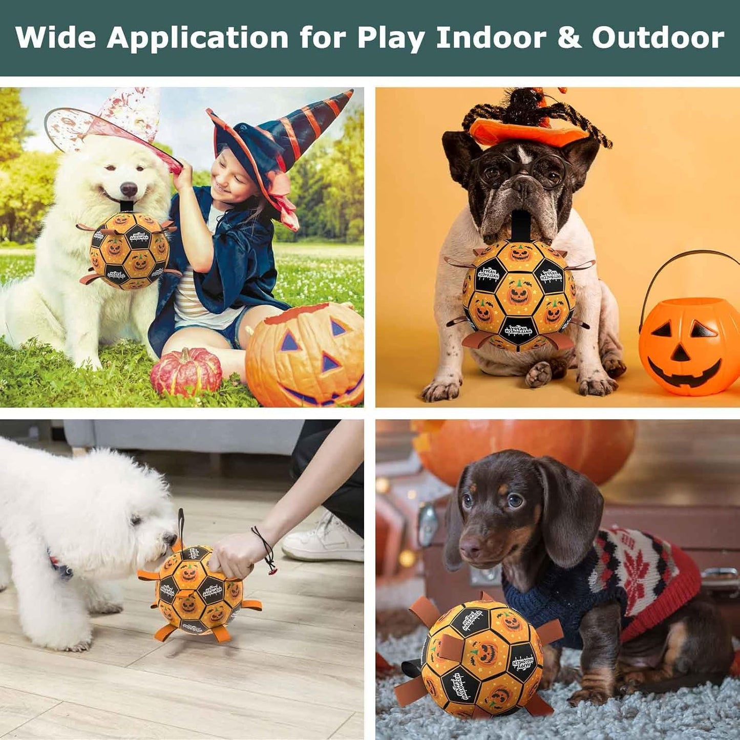 QDAN Halloween Dog Toys, Soccer Balls, Interactive Pet Toys, Puppy Dogs Birthday Gifts, Durable Dog Balls for Small Medium Dogs（6 Inch）