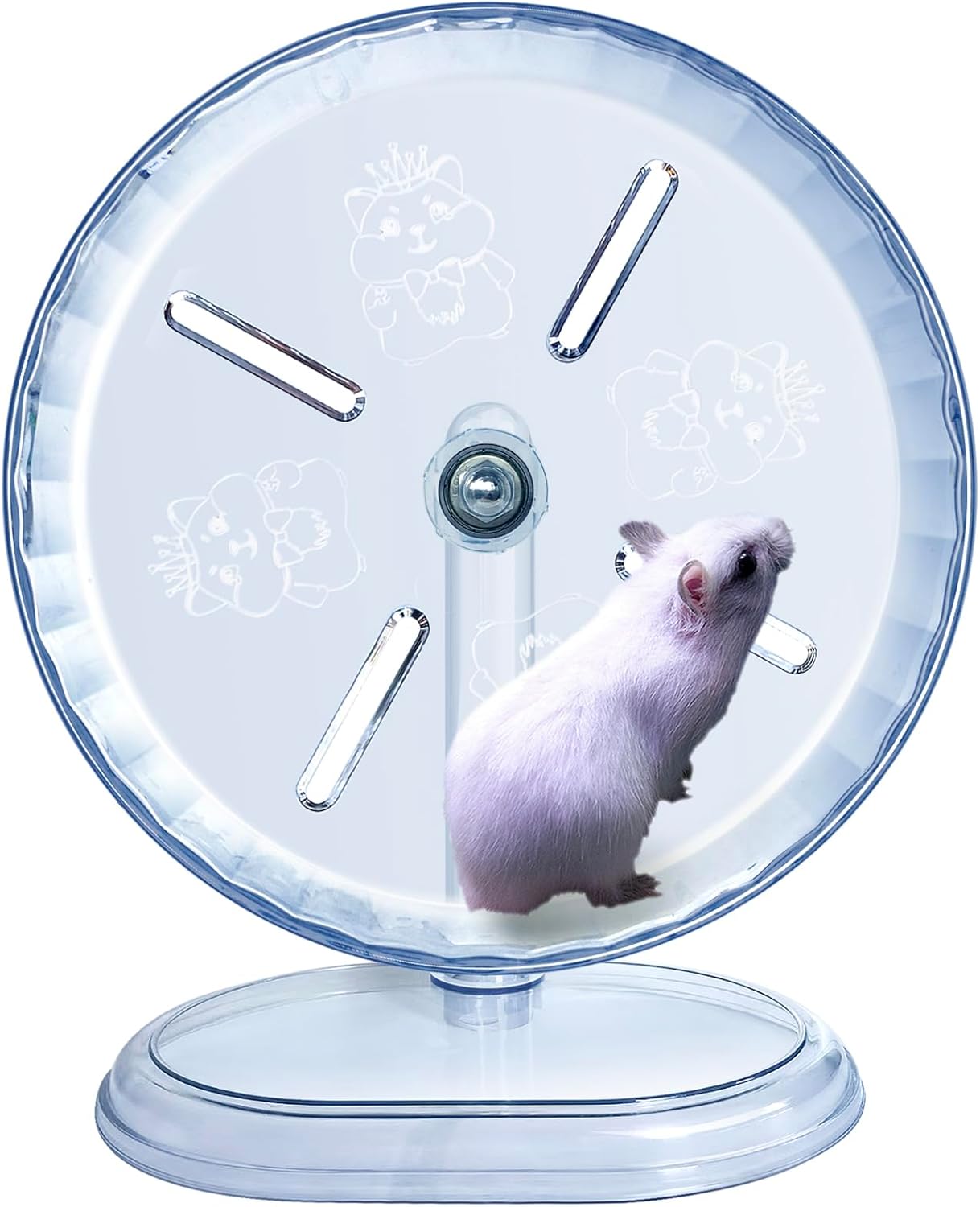 Silent Hamster Wheel, Super-Silent Hamster Exercise Wheels Accessories, Quiet Running Wheels, Adjustable Stand for Hamsters Mice Or Other Small Animals (White, Ф 8.3 inch)