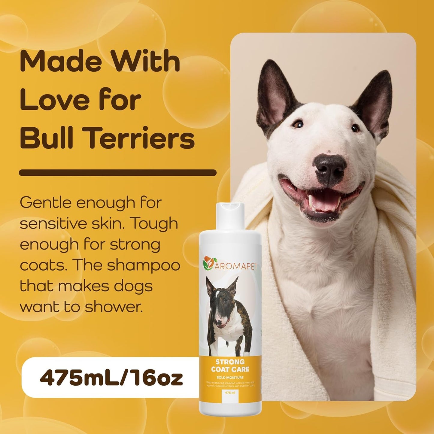 Sensitive Care -Tangle-Free-Silky Shine Softening and detangling Shampoo, Delicate Coat Clean & Odor Control Shampoo – Advanced Shine Formula for Dogs (Bull Terrier, 16 Fluid Ounces)