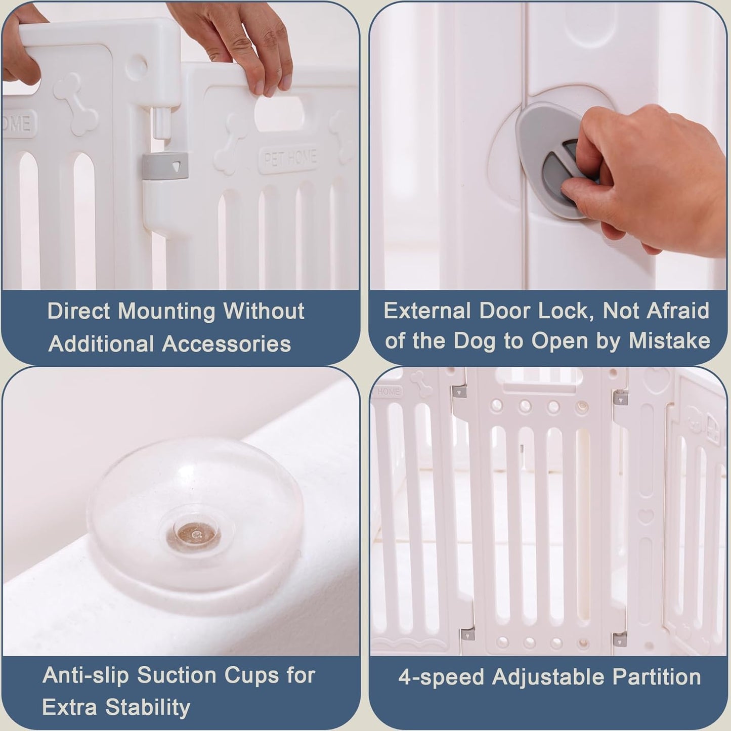 2 Room Dog Playpen with Door,DIY Shape Combination Puppy Pen,16-Panel+2 Link Piece+Large Door+Small Door,25.5" H Dog Fence,Non-Slip&Secure Pet Gate,Easy to Assemble (Two Rooms)