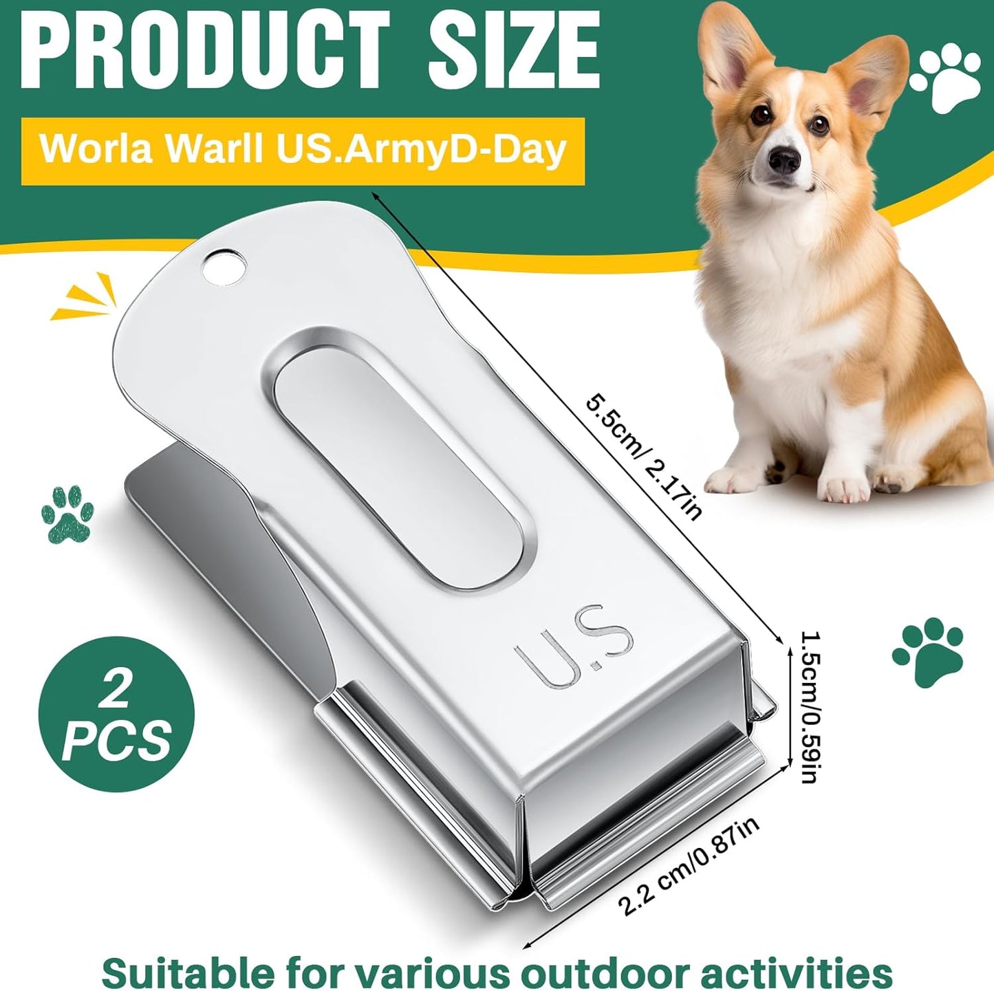 2 Pieces Brass Pet Training Clicker Signaling Cricket Clicker Metal Dog Clicker for Puppy Cats Trainer Pet Owners (Silver)