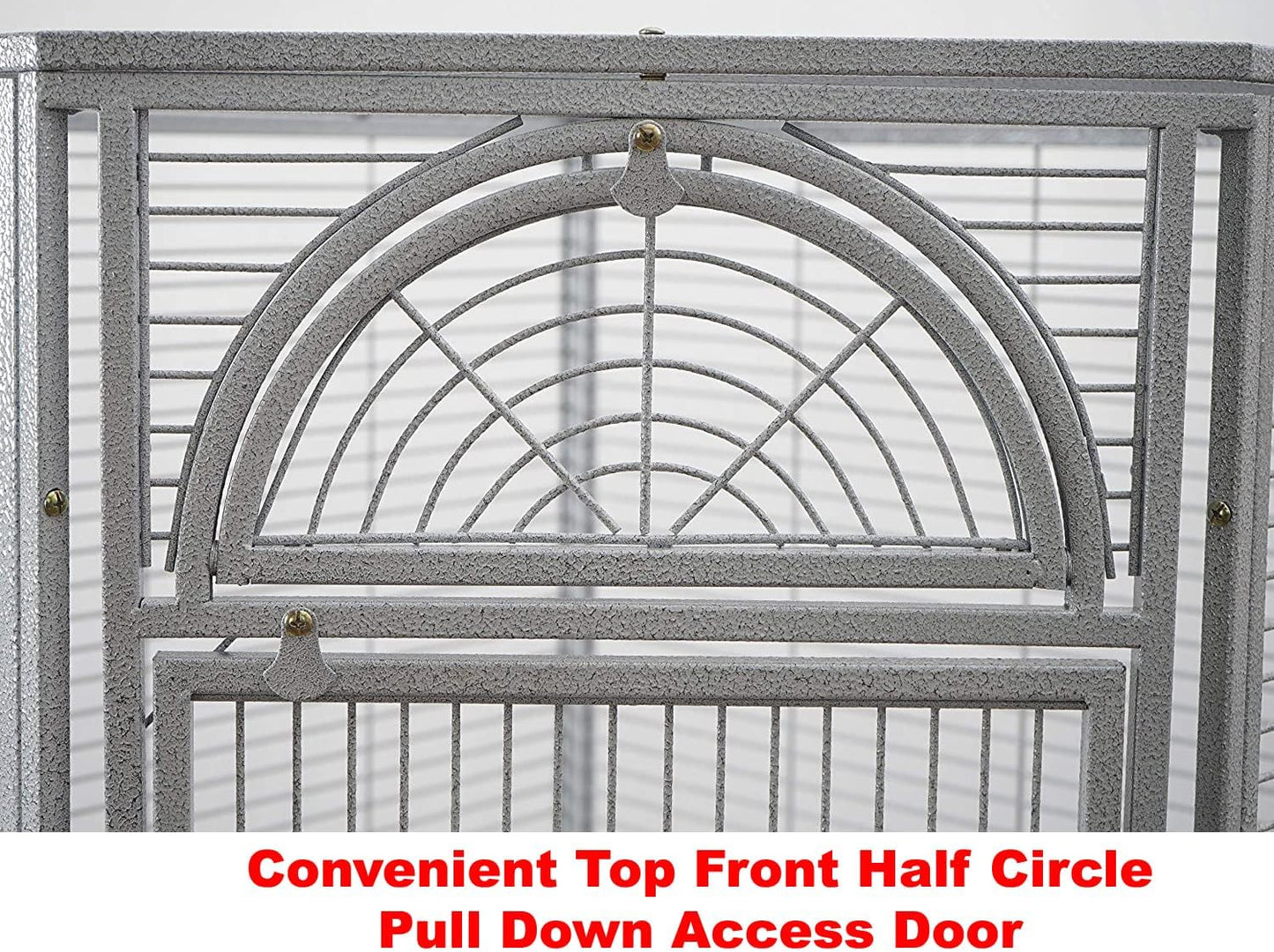 X-Large Corner Parrot Bird Flight Breeding Wrought Iron Rolling Cage Solid Plated Feeder Doors with Around Metal Seed Guard
