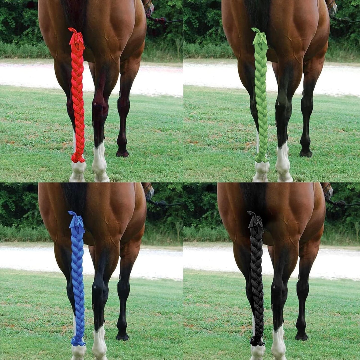 Durable Braid-in Ponytail Tube Tail Bag for Horses (Black)