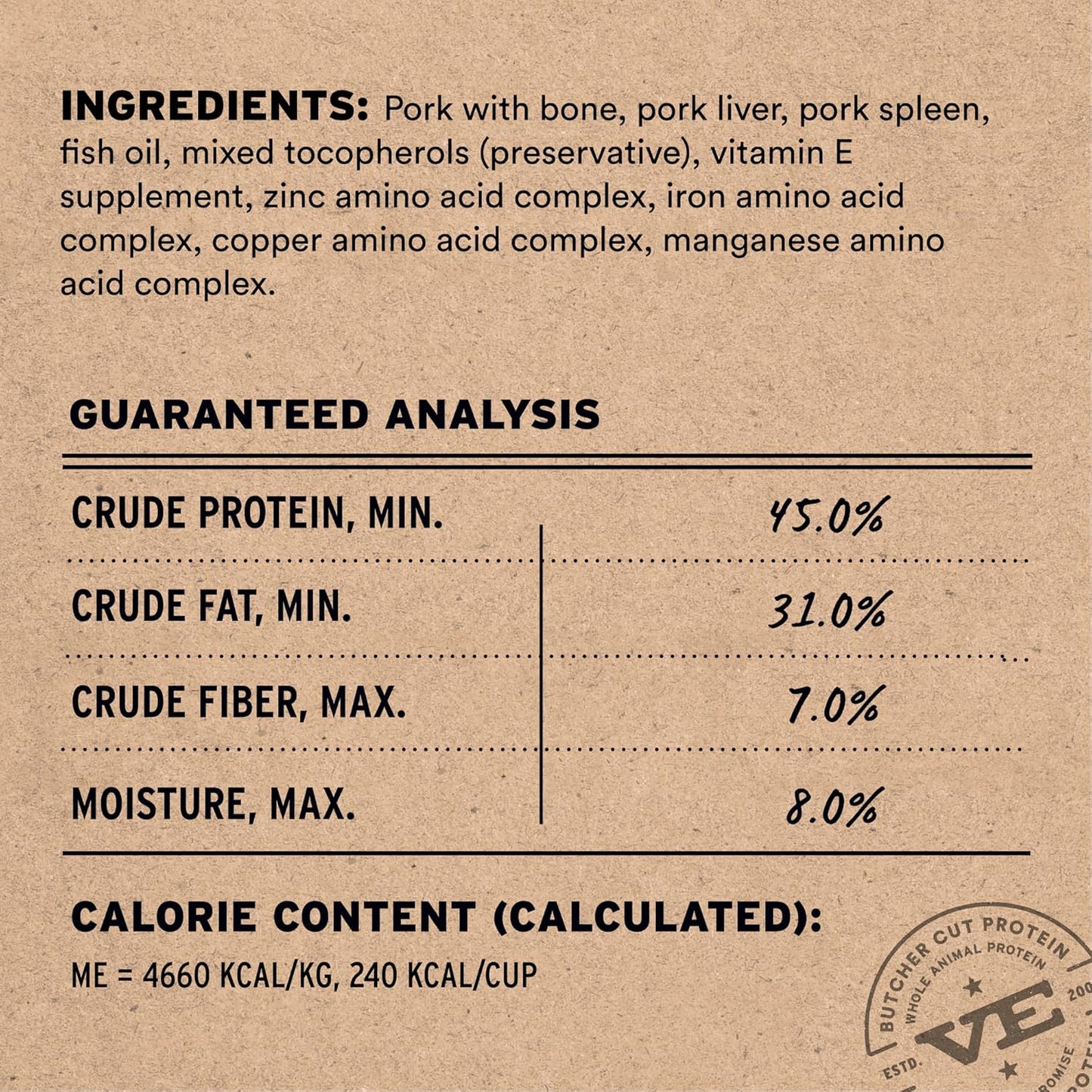 Vital Essentials Freeze-Dried Raw Pork Meal or Mixer Cat Food Crunchy Nibs, 12 oz